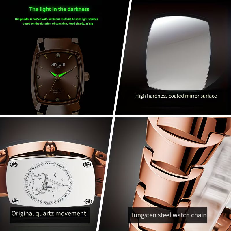 Elegant Glow-in-the-Dark Square Watch.