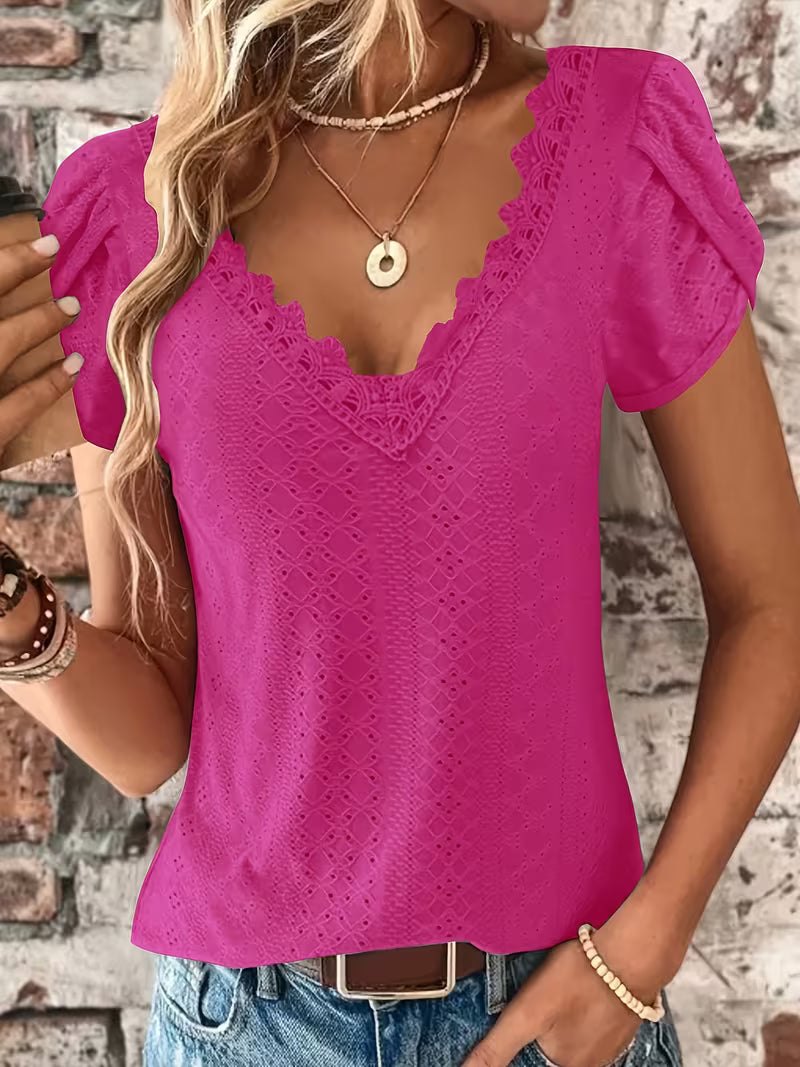 Elegant Lace V-Neck Top.