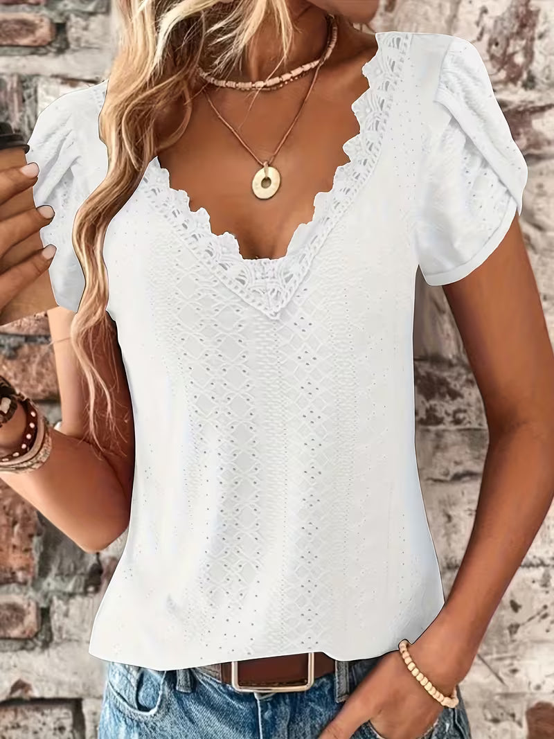 Elegant Lace V-Neck Top.
