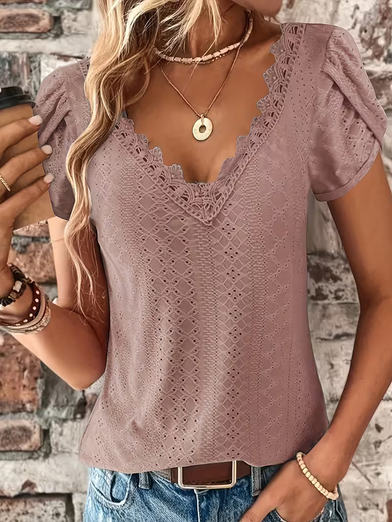 Elegant Lace V-Neck Top.