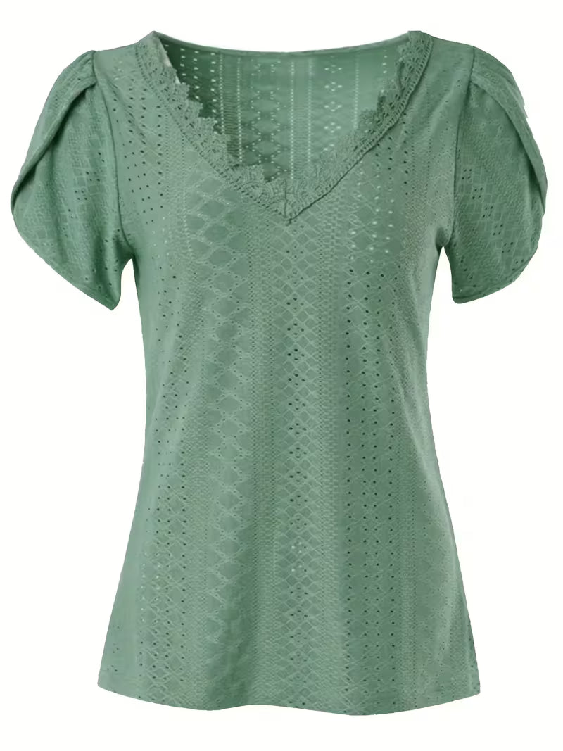 Elegant Lace V-Neck Top.