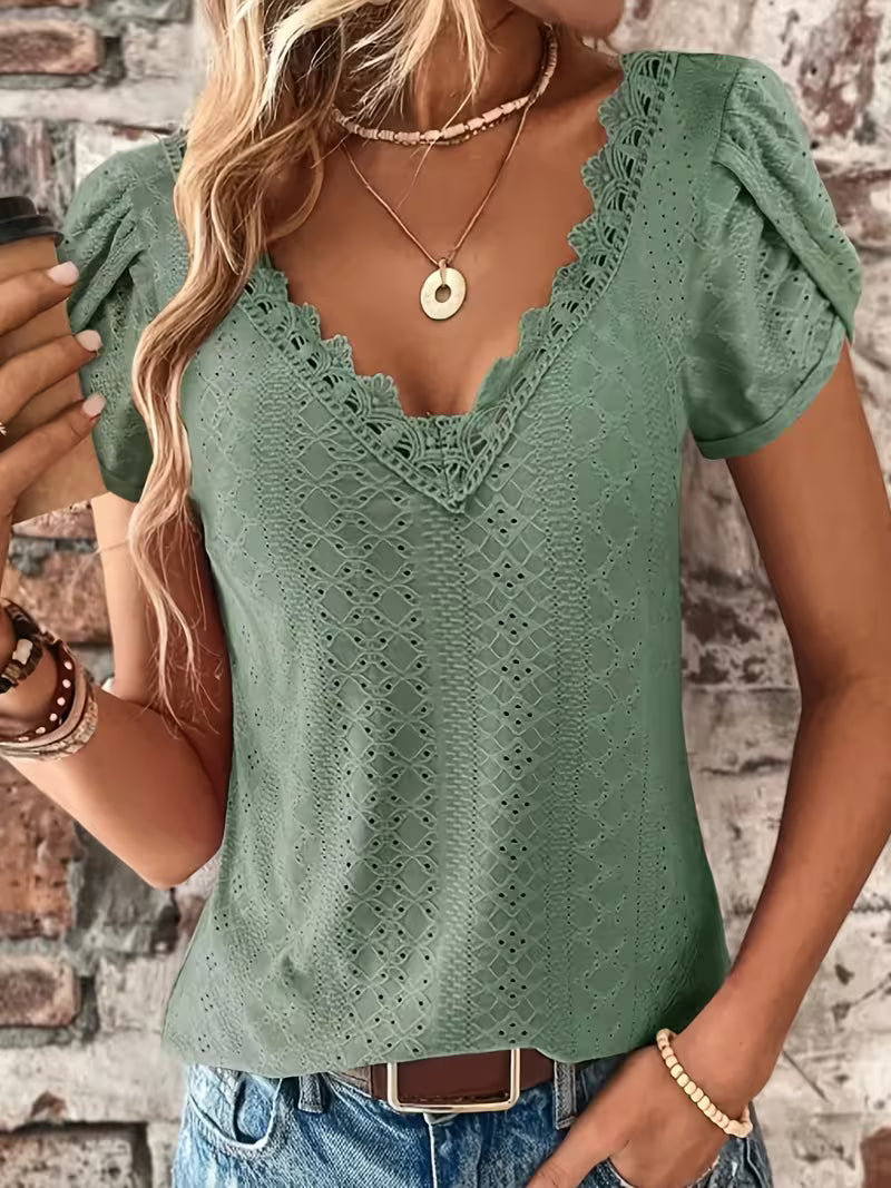 Elegant Lace V-Neck Top.