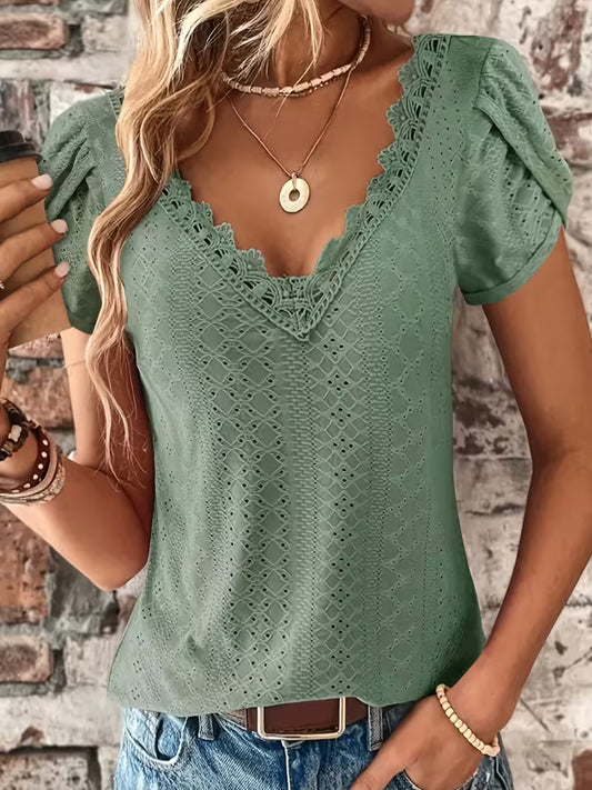 Elegant Lace V-Neck Top.