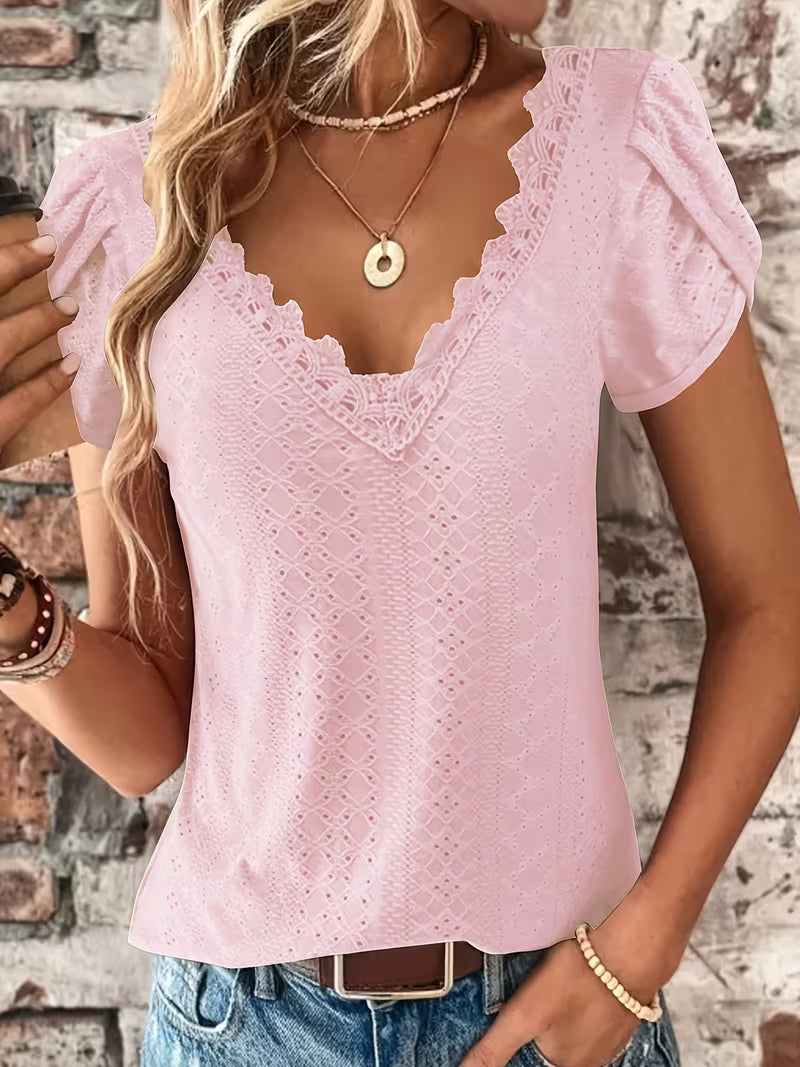Elegant Lace V-Neck Top.