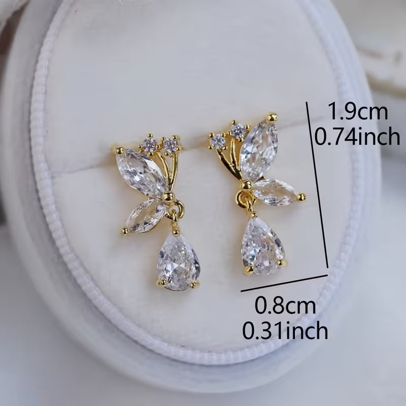 Elegant Light Luxury French-Style Butterfly Glass Earrings.