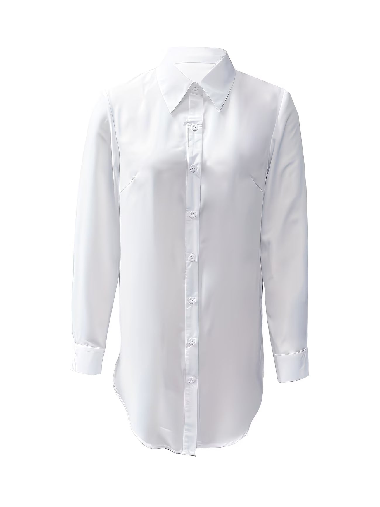 Elegant Long Sleeve Button-Front Office Shirt.