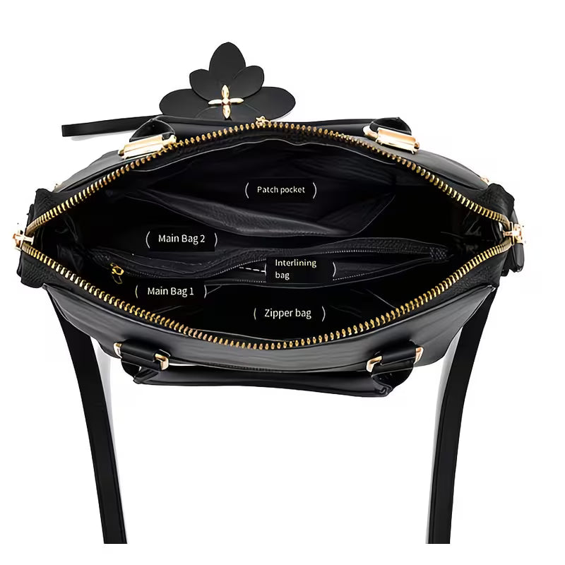 Elegant PU Leather Signature Embroidered Handbag.