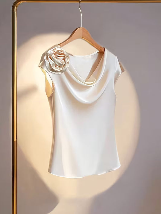 Elegant Satin Cap Sleeve Tops.