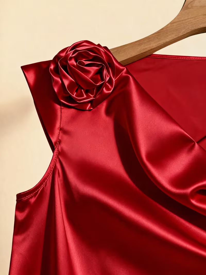 Elegant Satin Cap Sleeve Tops.