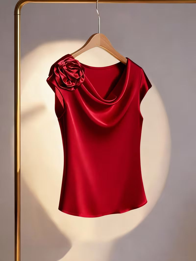 Elegant Satin Cap Sleeve Tops.