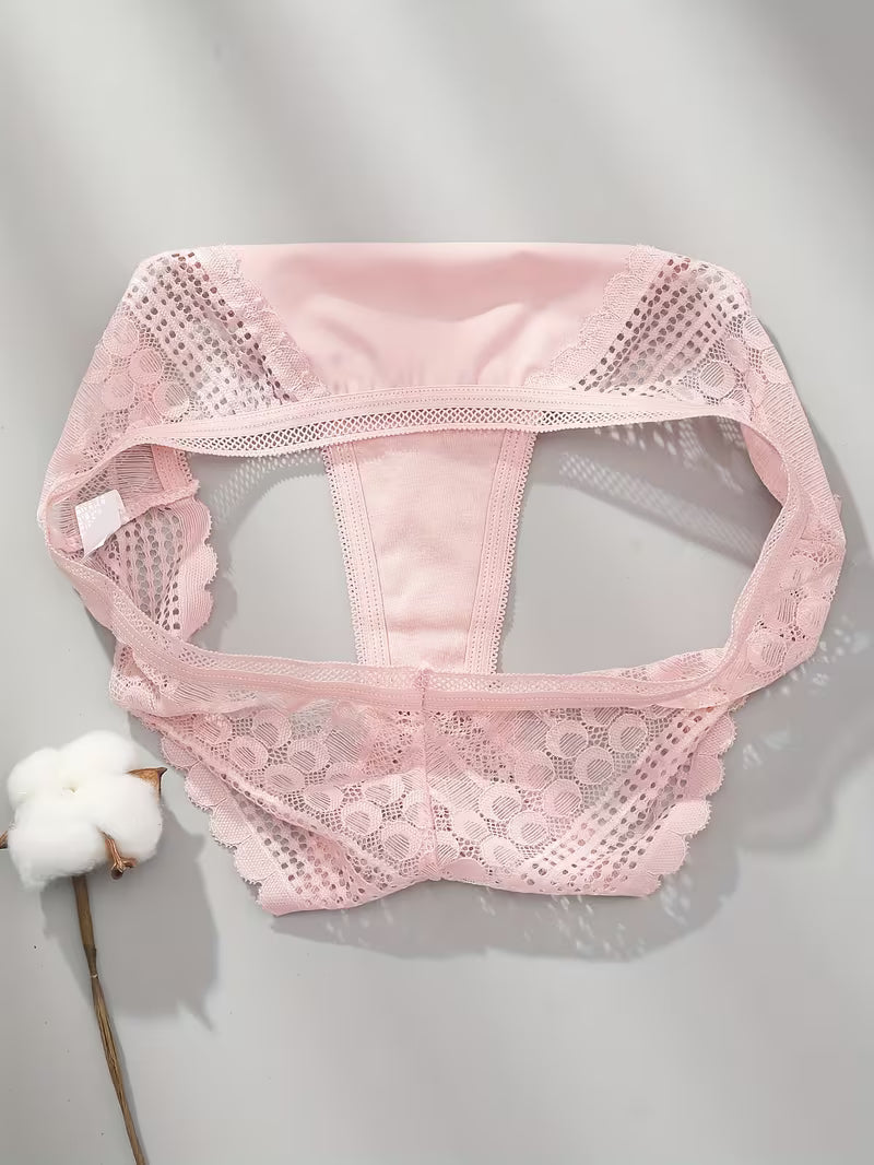 Elegant Seamless Ice Lace Trim Briefs.