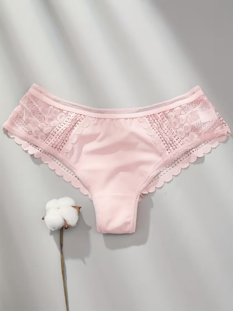 Elegant Seamless Ice Lace Trim Briefs.