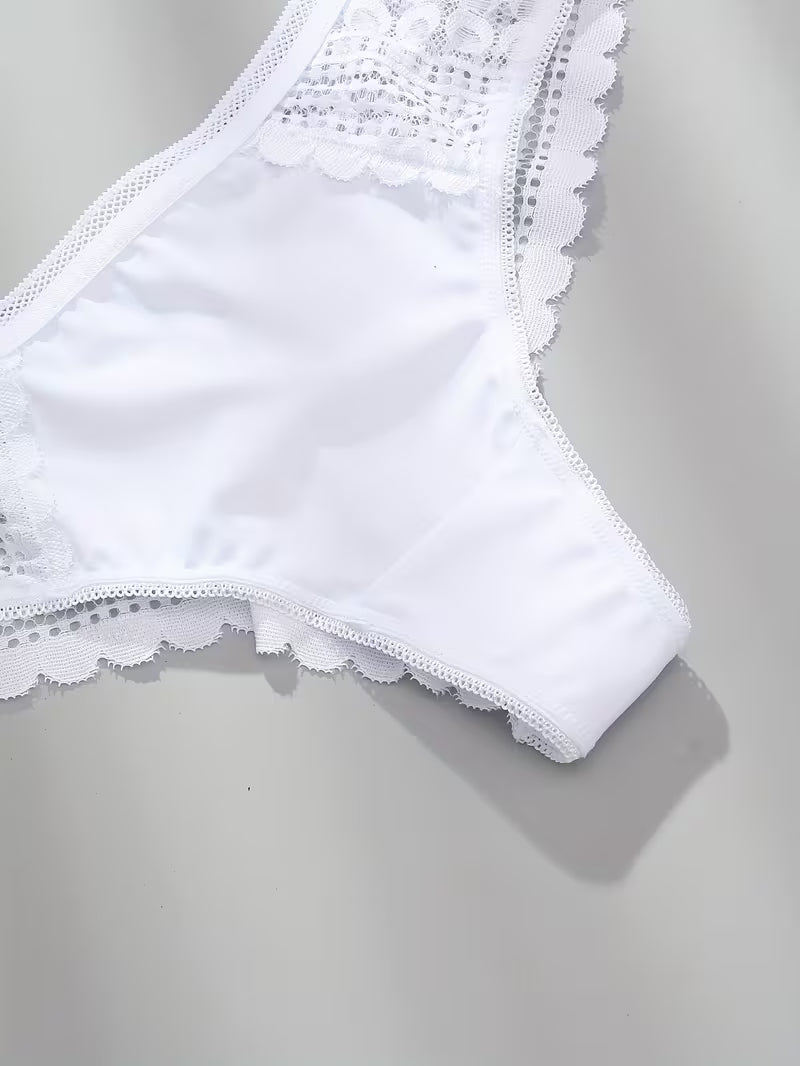 Elegant Seamless Ice Lace Trim Briefs.