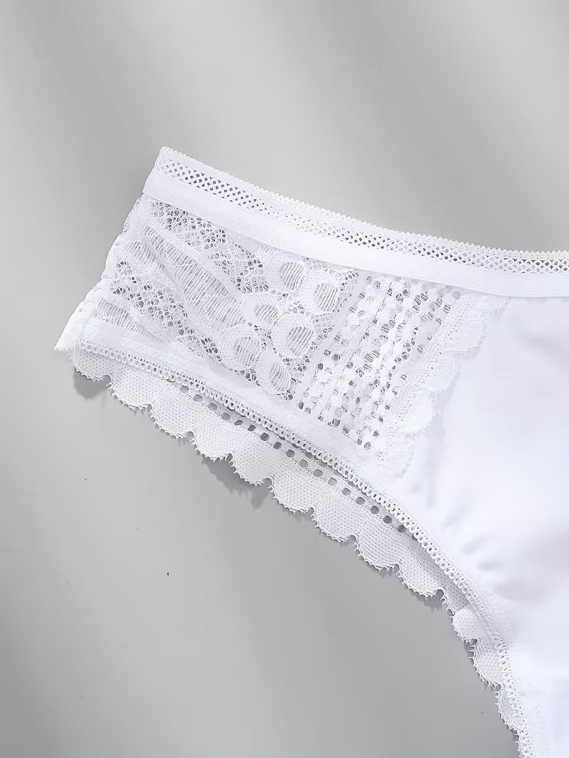 Elegant Seamless Ice Lace Trim Briefs.
