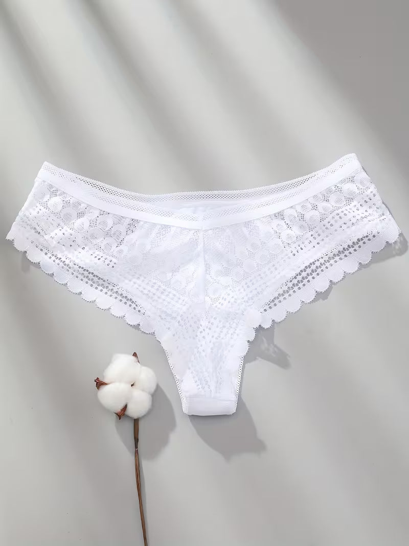 Elegant Seamless Ice Lace Trim Briefs.