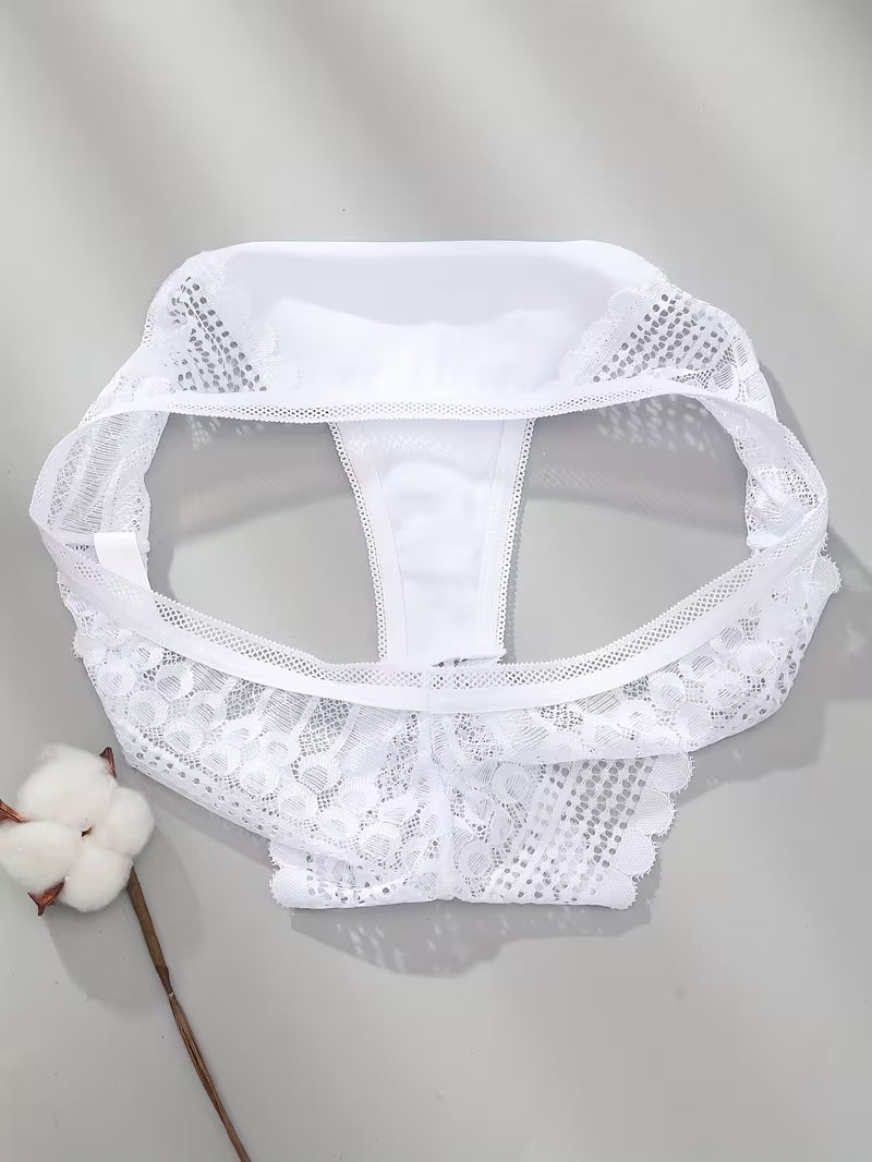 Elegant Seamless Ice Lace Trim Briefs.