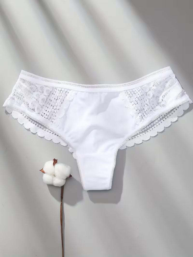 Elegant Seamless Ice Lace Trim Briefs.