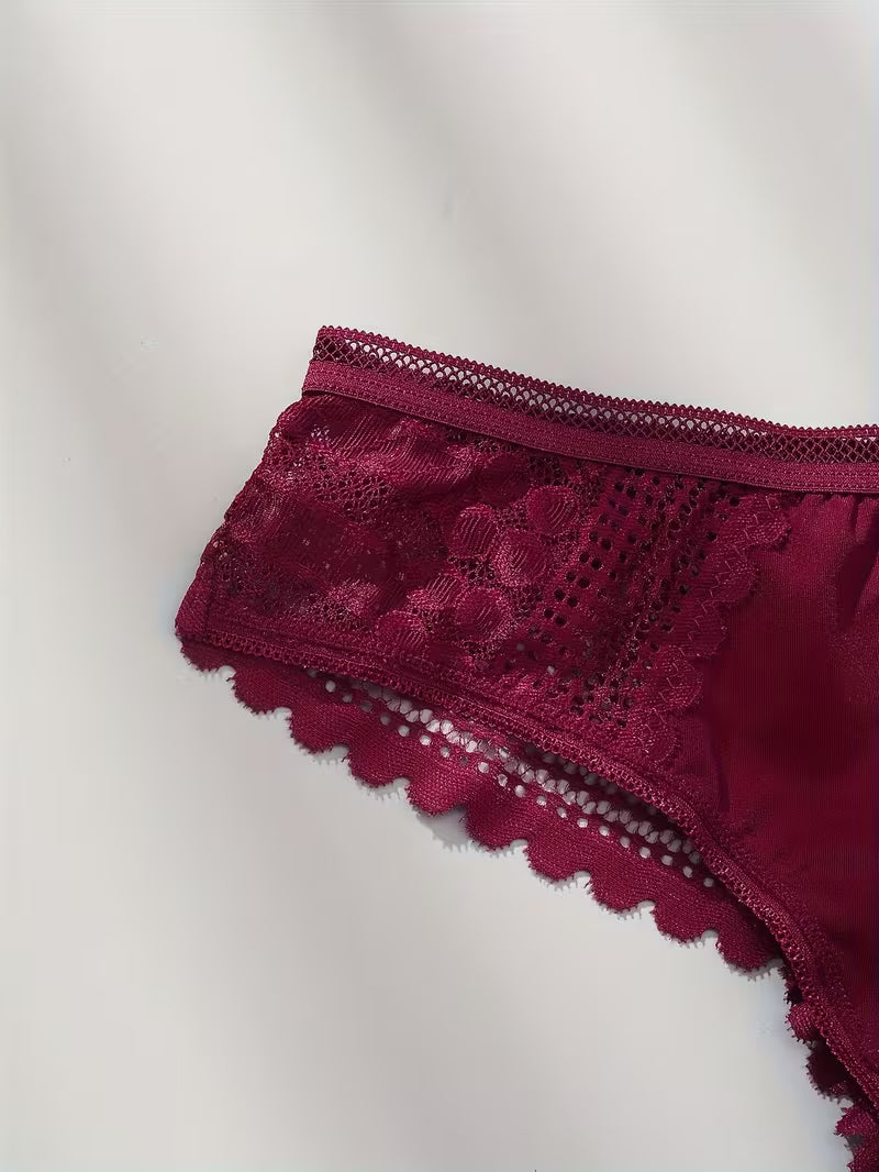 Elegant Seamless Ice Lace Trim Briefs.