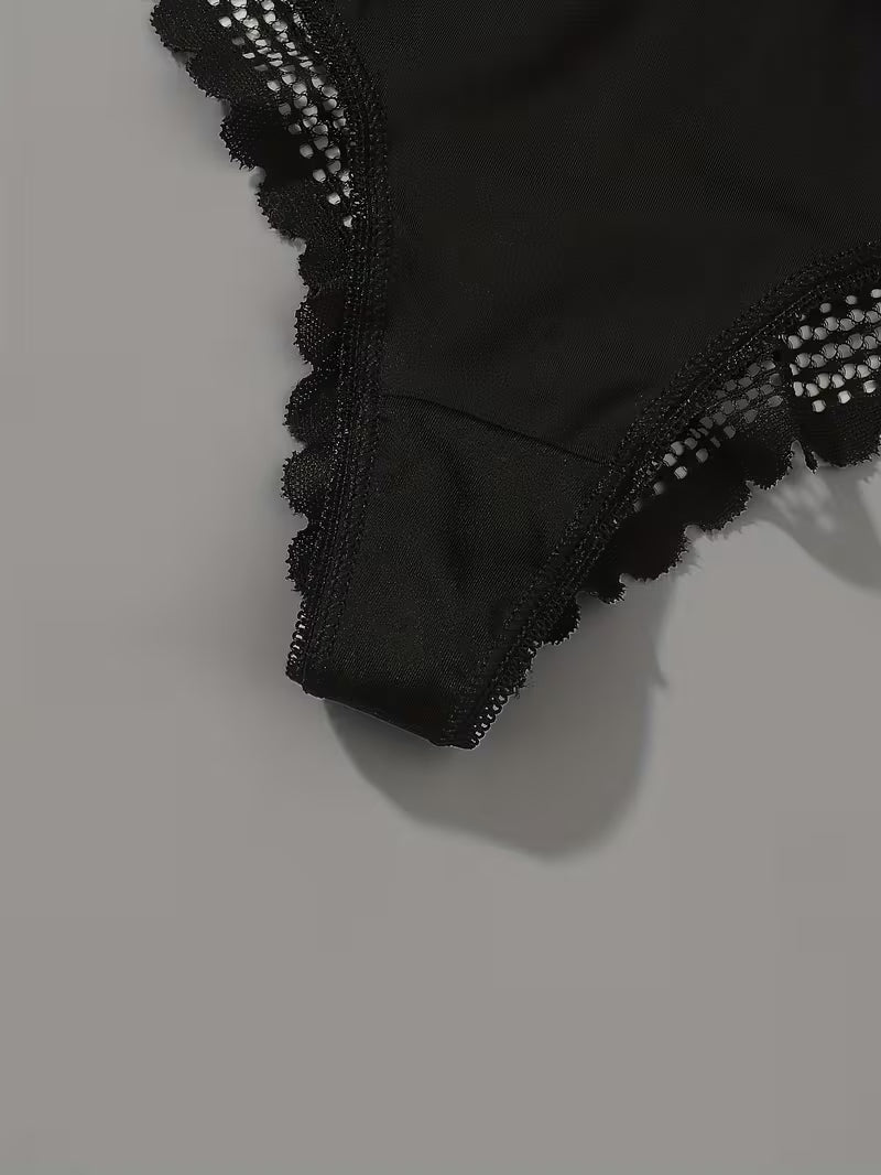Elegant Seamless Ice Lace Trim Briefs.