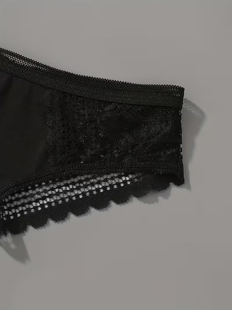 Elegant Seamless Ice Lace Trim Briefs.