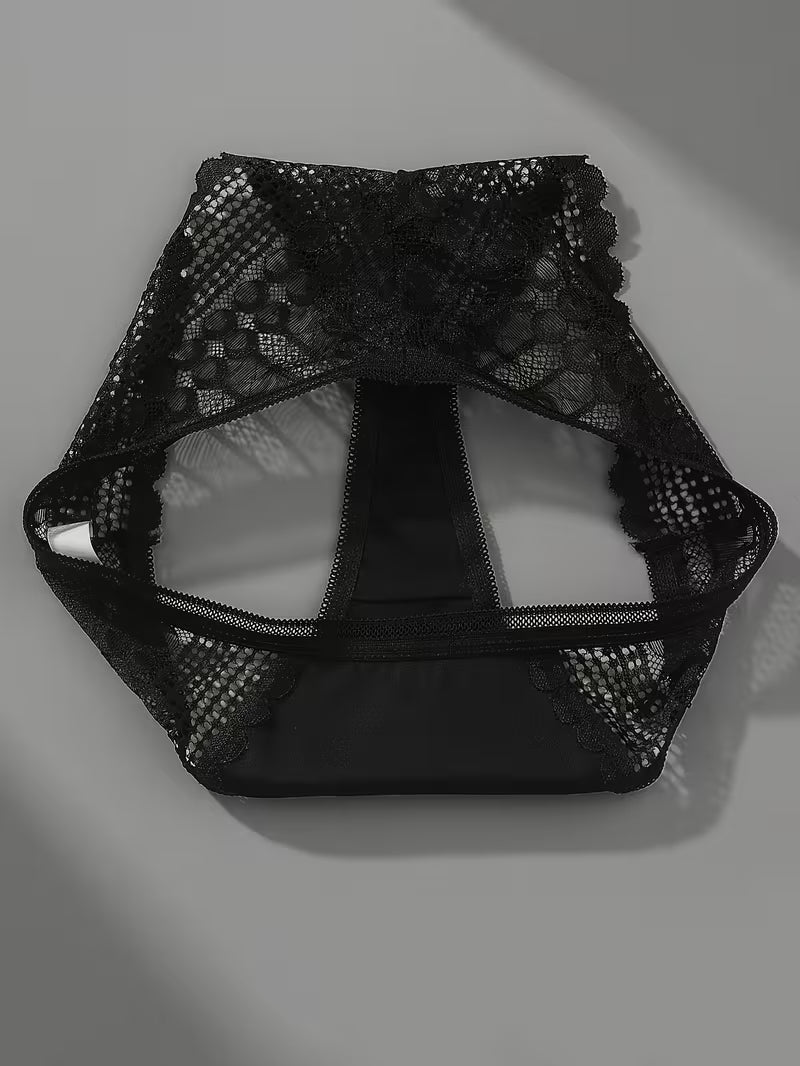 Elegant Seamless Ice Lace Trim Briefs.