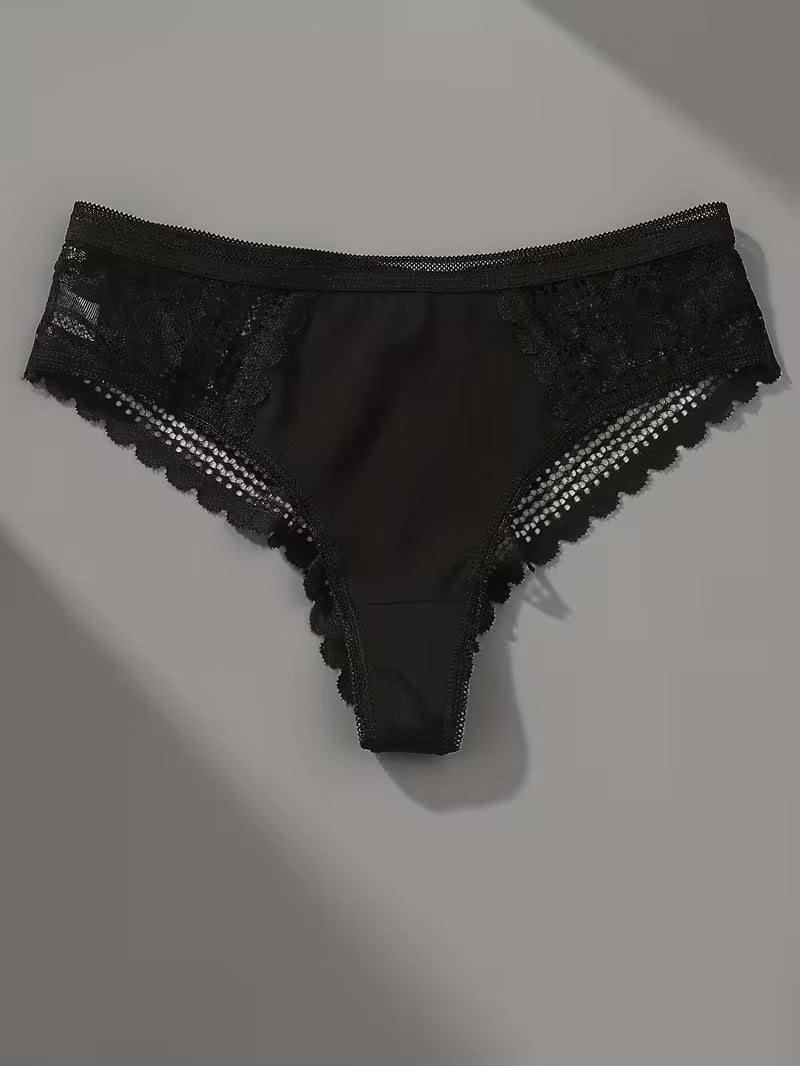 Elegant Seamless Ice Lace Trim Briefs.