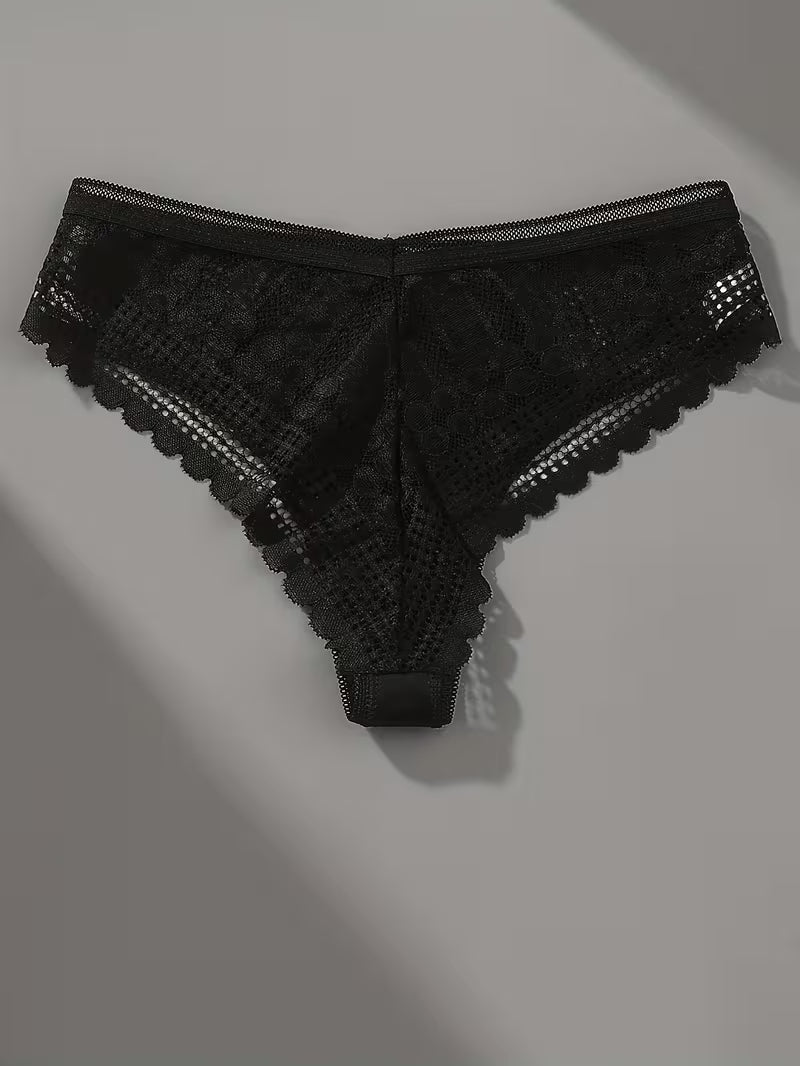 Elegant Seamless Ice Lace Trim Briefs.