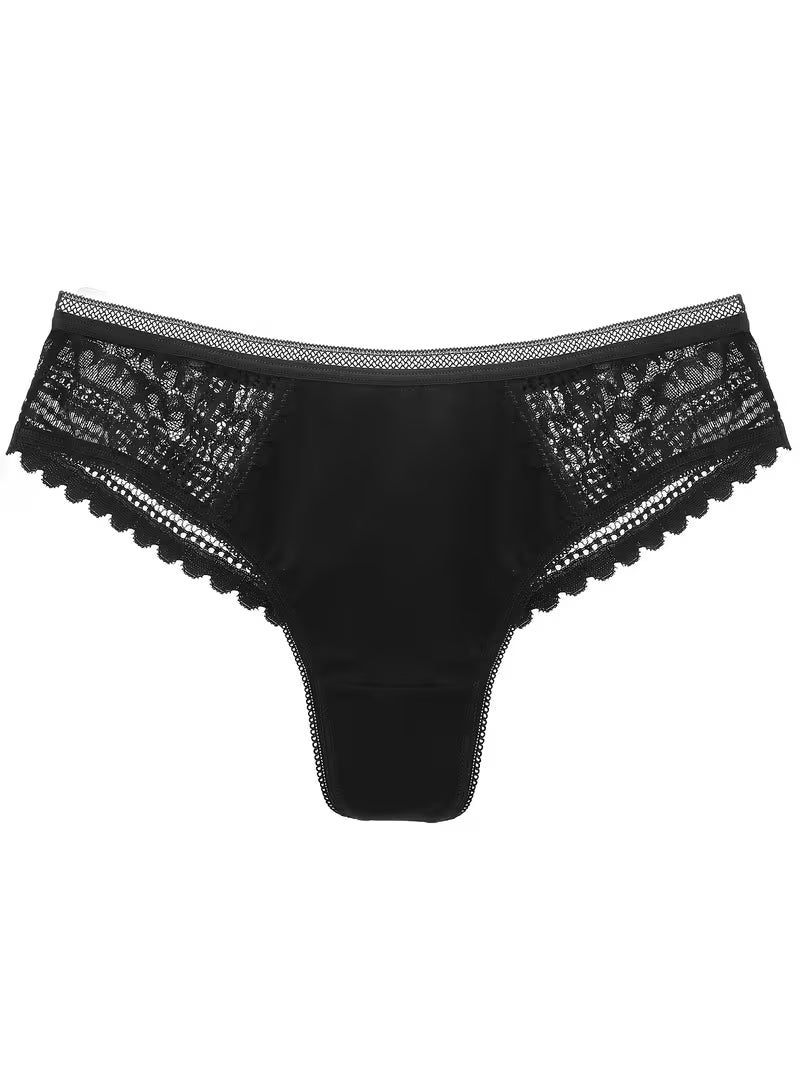 Elegant Seamless Ice Lace Trim Briefs.