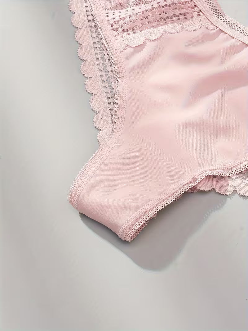 Elegant Seamless Ice Lace Trim Briefs.