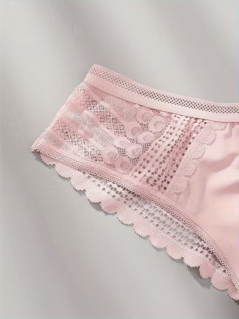 Elegant Seamless Ice Lace Trim Briefs.