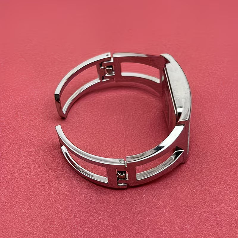 Elegant Silvery Bangle Creative Rectangular Watch.