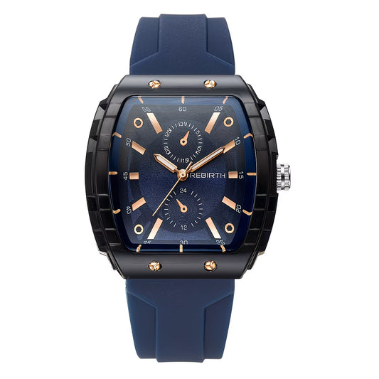 Elegant Tonneau Tortoiseshell Dial Comfort-Flex Silicone Strap Watch.