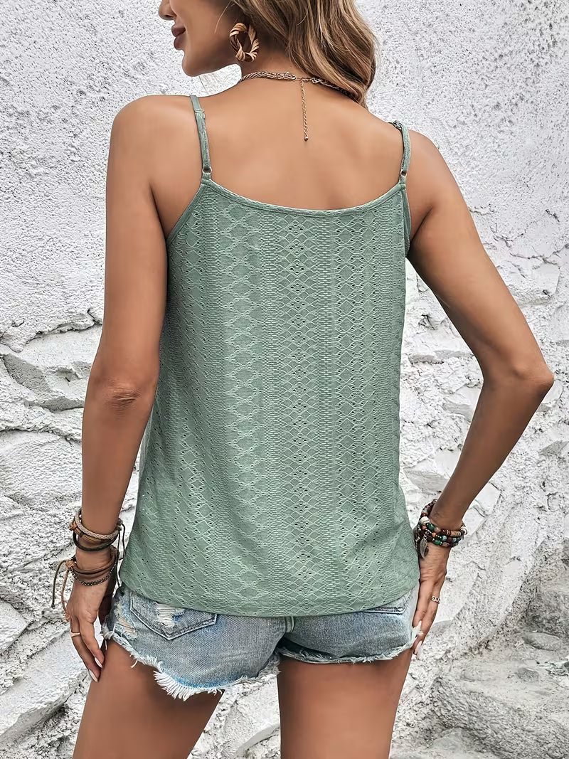 Elegant V-Neck Mesh Tank Tops.