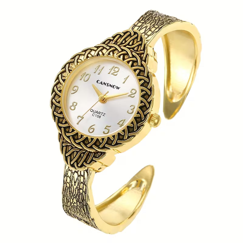 Elegant Vintage-Inspired Women's Quartz Bracelet Watch.