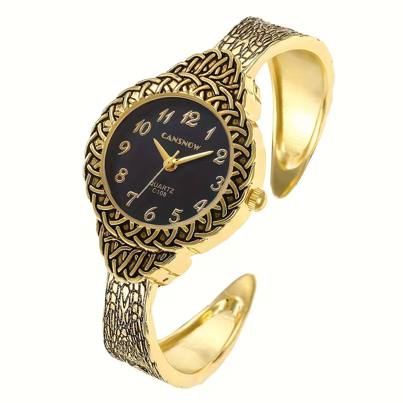 Elegant Vintage-Inspired Women's Quartz Bracelet Watch.
