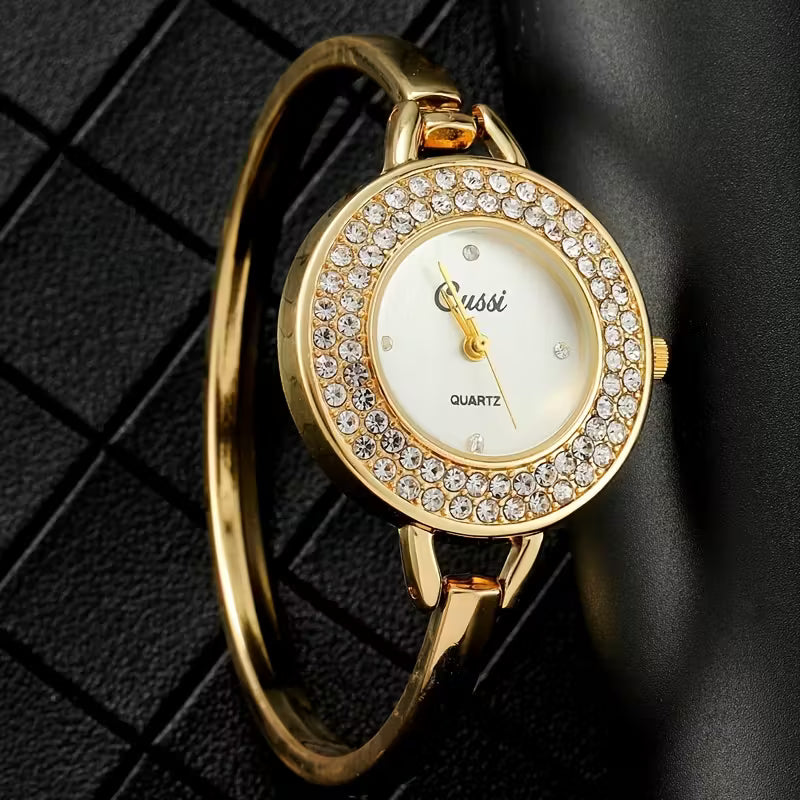 Elegant Women's Golden-Tone Bracelet Watch.