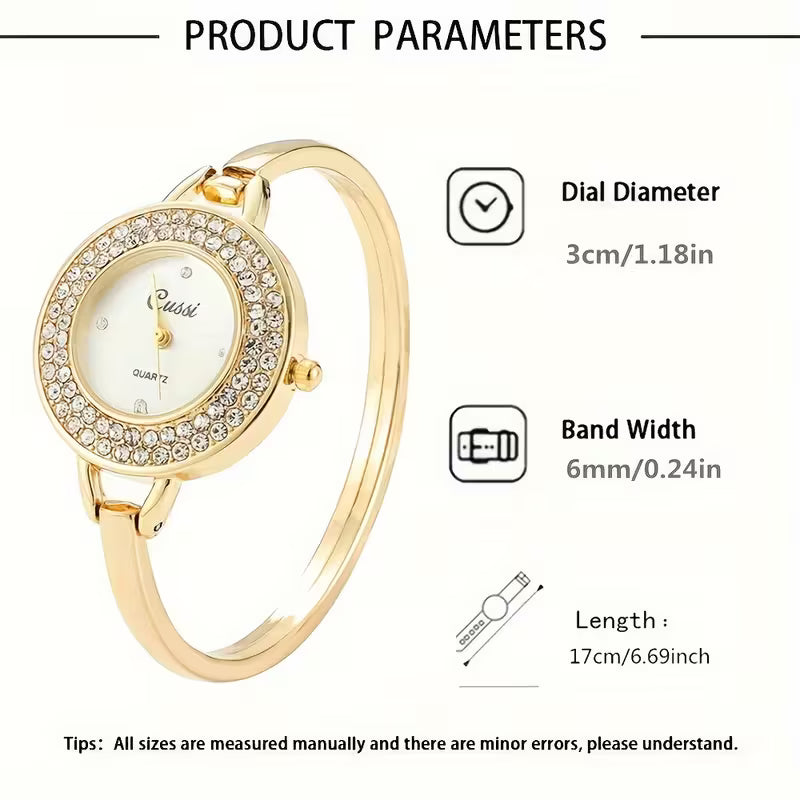 Elegant Women's Golden-Tone Bracelet Watch.