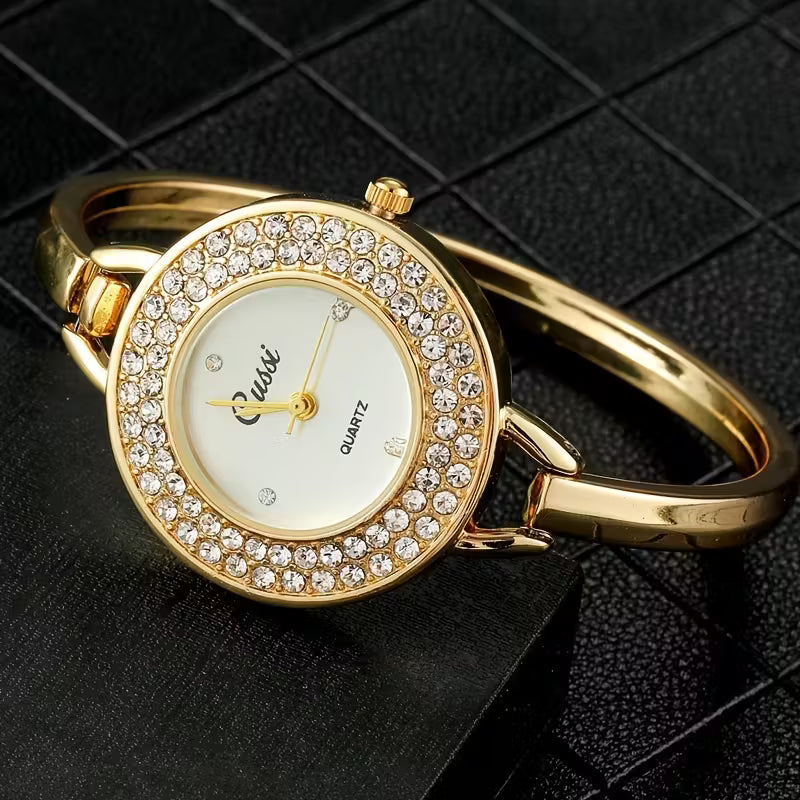 Elegant Women's Golden-Tone Bracelet Watch.