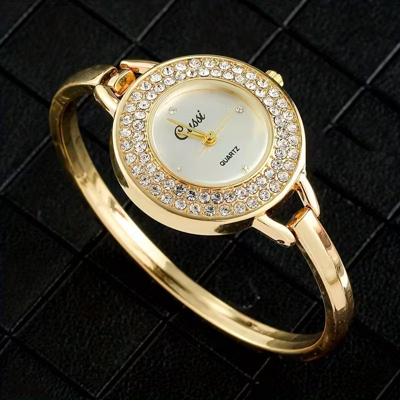 Elegant Women's Golden-Tone Bracelet Watch.