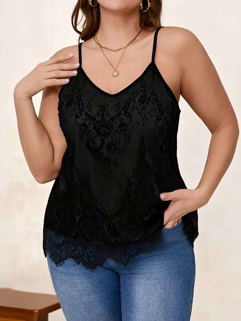 Embroidery V-Neck Plus Size Camisole Tops.