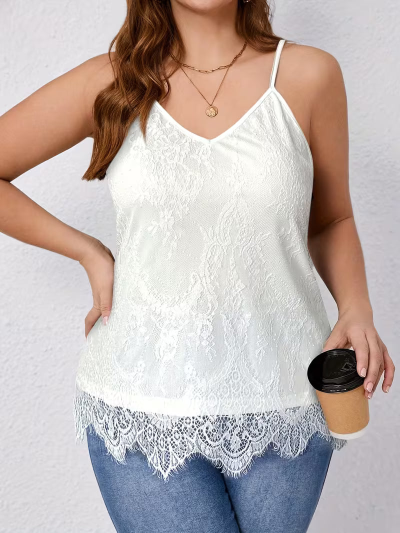 Embroidery V-Neck Plus Size Camisole Tops.