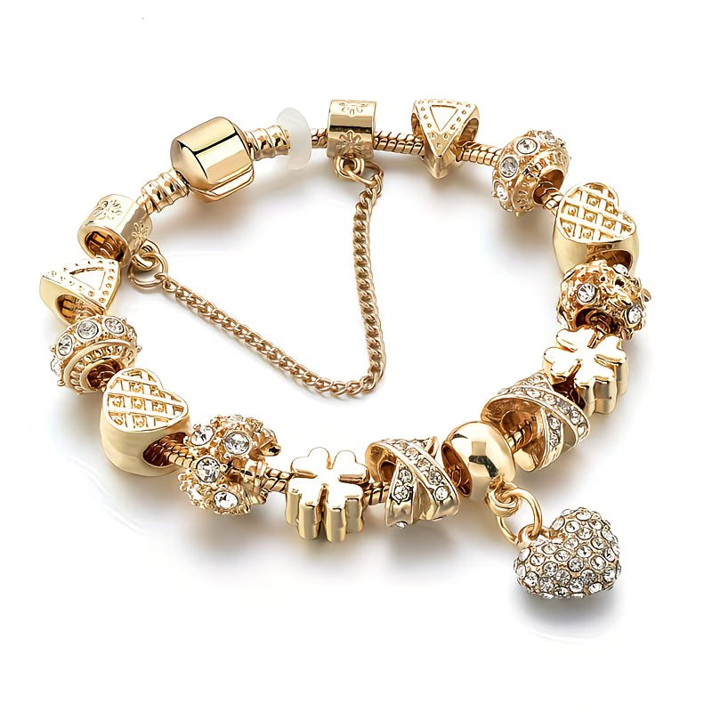 Ethnic Golden-Tone Charm Bracelet.