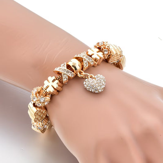 Ethnic Golden-Tone Charm Bracelet.