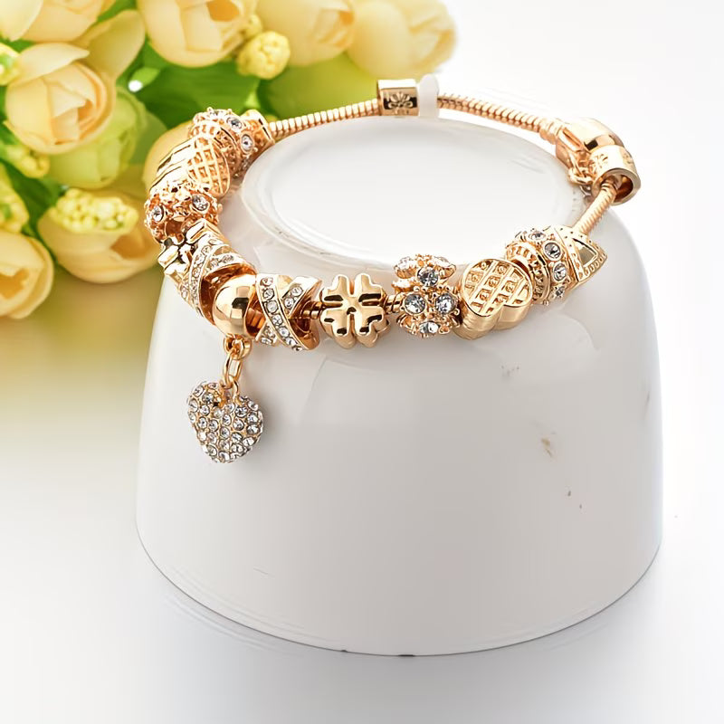 Ethnic Golden-Tone Charm Bracelet.