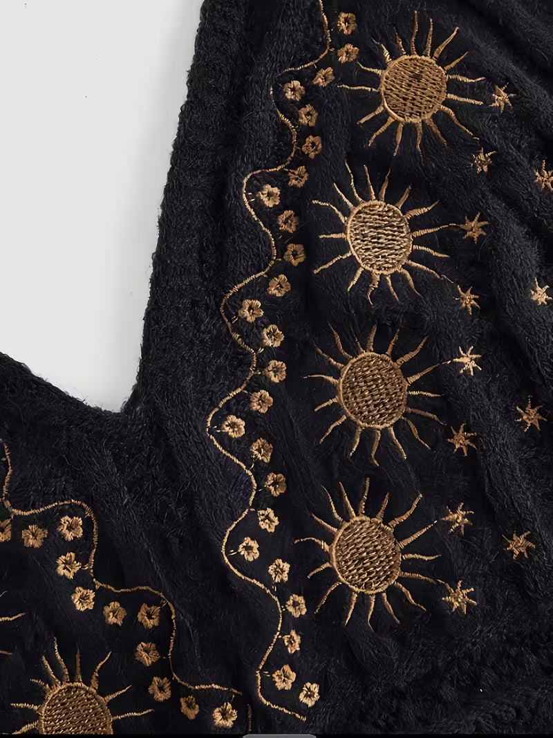 Ethnic Style Textured Design Neck Vest.