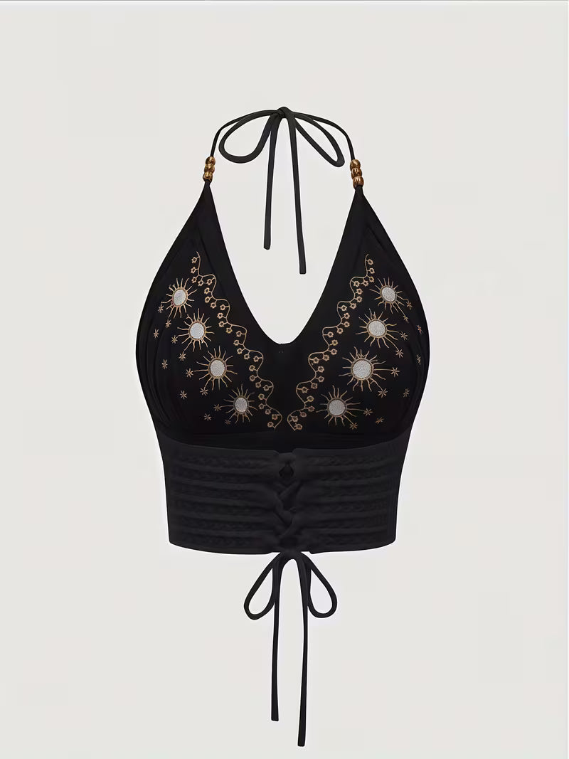 Ethnic Style Textured Design Neck Vest.