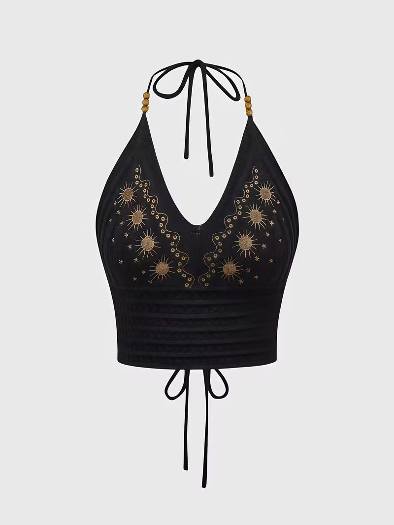 Ethnic Style Textured Design Neck Vest.