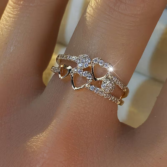 Exquisite Hollow-out Heart-shaped Ring.