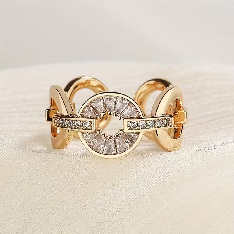 Exquisite and Luxurious Circular Ring with Adjustable Size Rings.