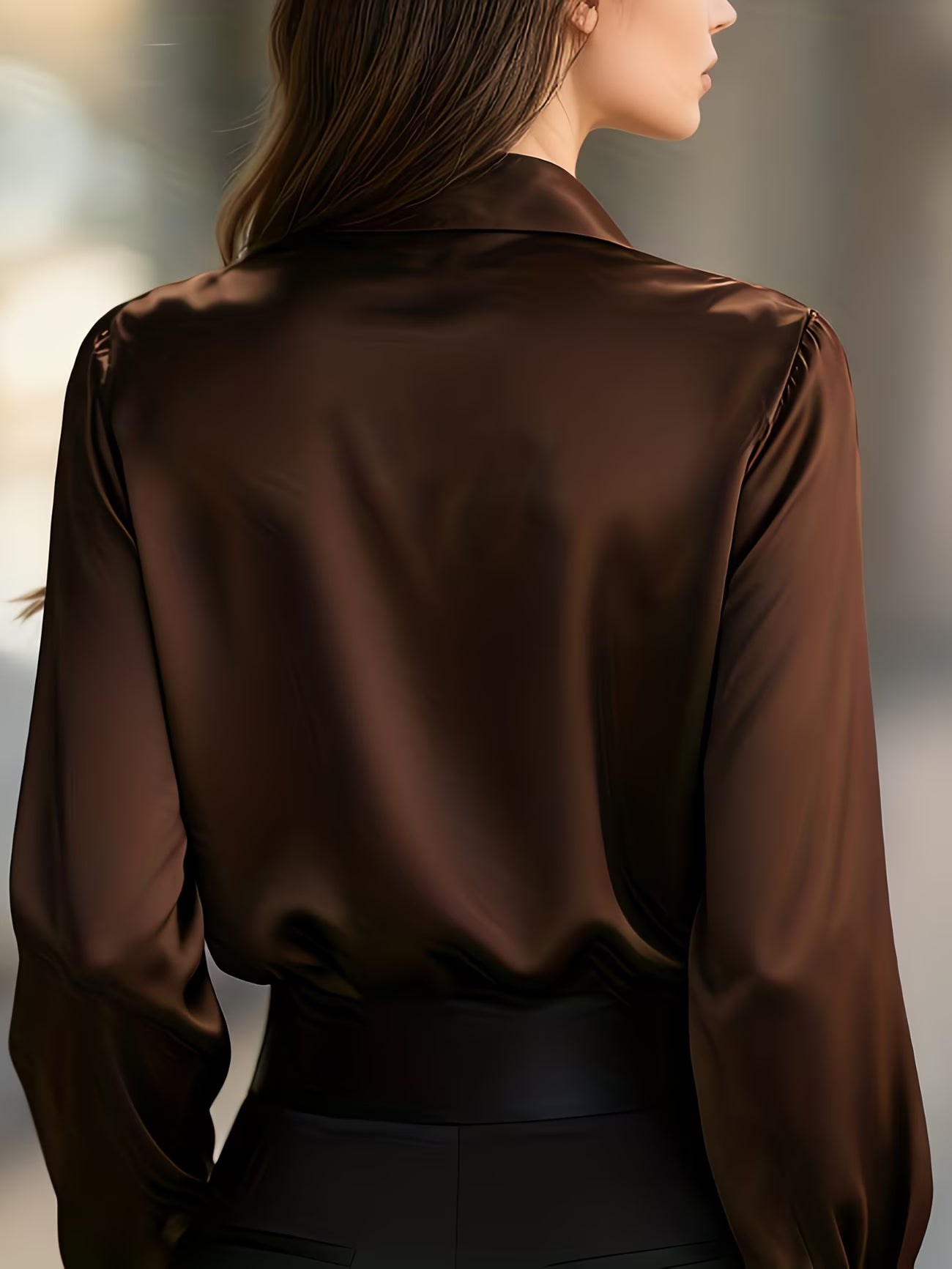 Fashionable Slim Fit Solid Color Satin Shirt.